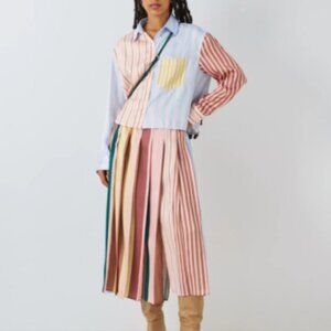 NWT Weekend Max Mara FAGUS Pleated Midi Skirt in Twill